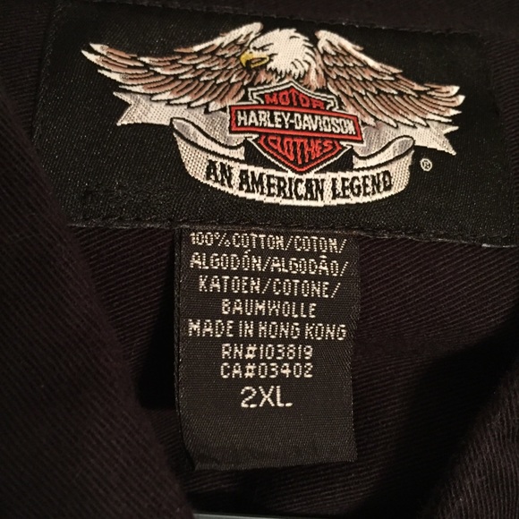 Harley Davidson LS Front Button Black Shirt Sz 2XL - Picture 4 of 8